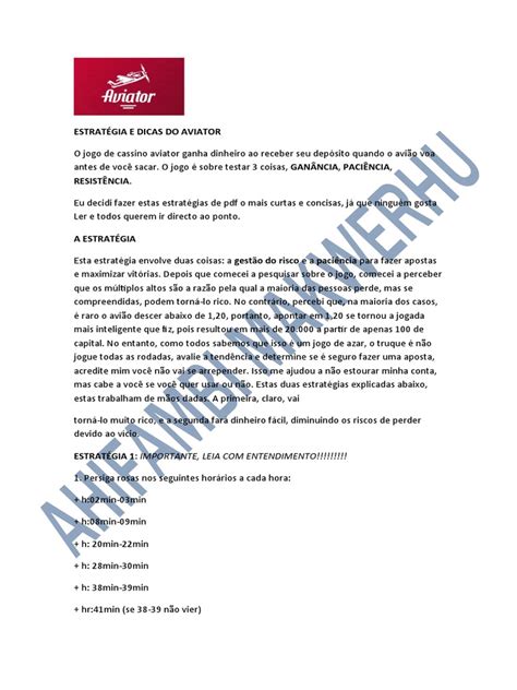 ESTRATÉGIA E DICAS DO AVIATOR.PDF .